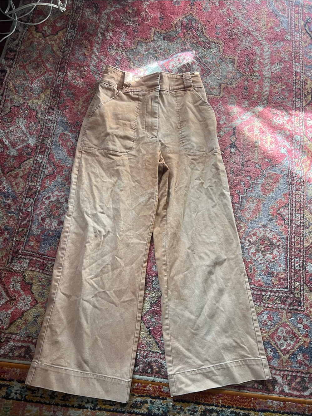 Wide Leg Khaki Canvas Pants